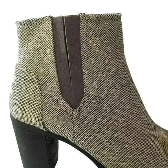 TOMS Majorca Women's Booties Gray And Gold Block Heel Peep Toe Size 7.5 / 38 - Picture 9 of 11